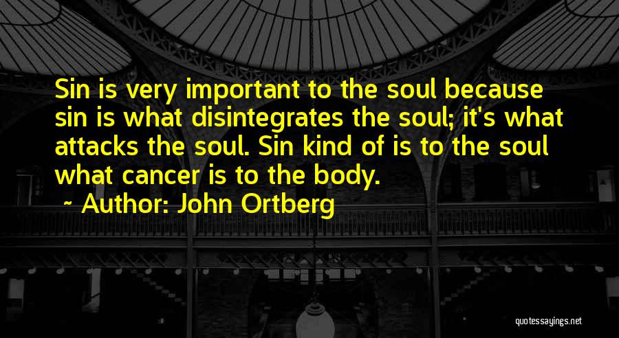 John Ortberg Quotes: Sin Is Very Important To The Soul Because Sin Is What Disintegrates The Soul; It's What Attacks The Soul. Sin