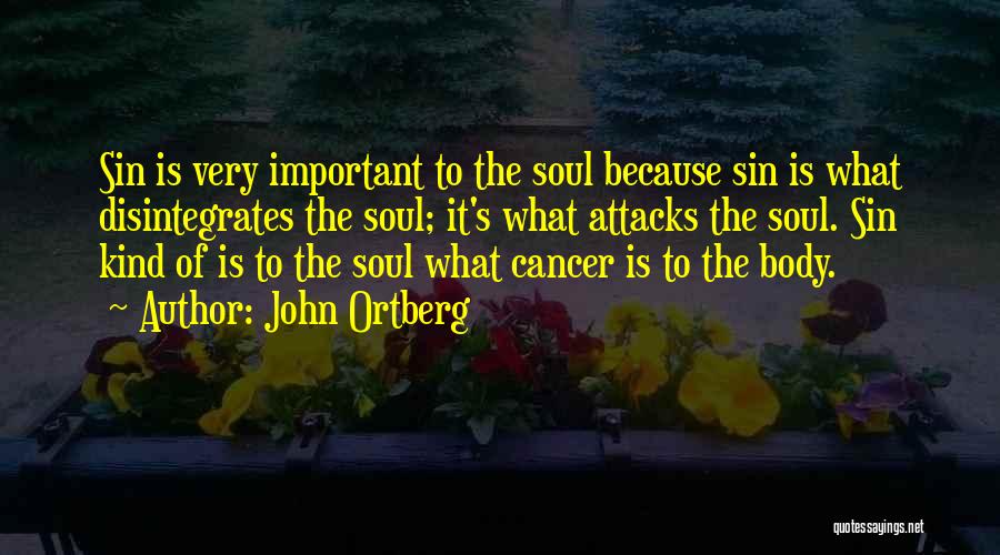 John Ortberg Quotes: Sin Is Very Important To The Soul Because Sin Is What Disintegrates The Soul; It's What Attacks The Soul. Sin