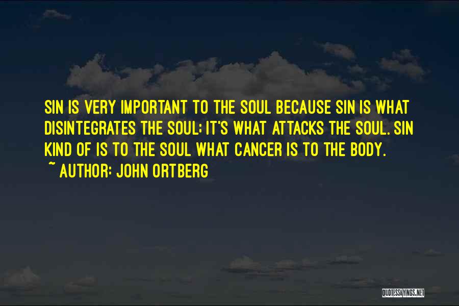 John Ortberg Quotes: Sin Is Very Important To The Soul Because Sin Is What Disintegrates The Soul; It's What Attacks The Soul. Sin