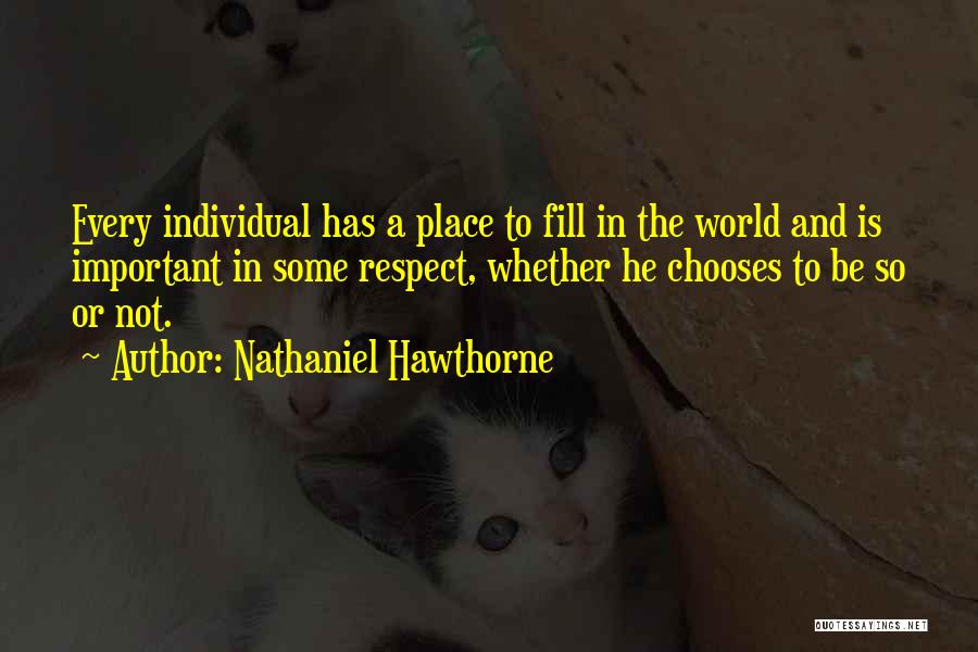Nathaniel Hawthorne Quotes: Every Individual Has A Place To Fill In The World And Is Important In Some Respect, Whether He Chooses To