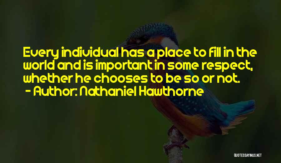 Nathaniel Hawthorne Quotes: Every Individual Has A Place To Fill In The World And Is Important In Some Respect, Whether He Chooses To