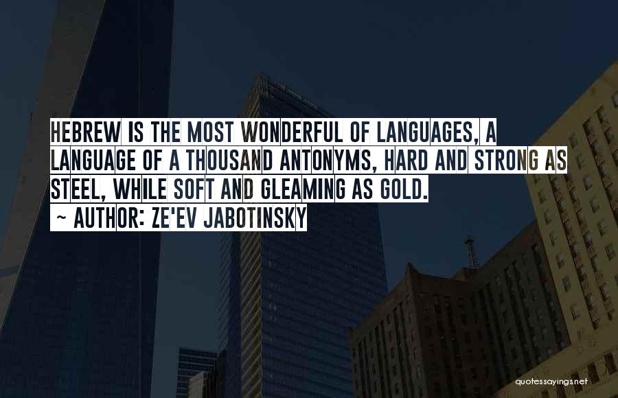Ze'ev Jabotinsky Quotes: Hebrew Is The Most Wonderful Of Languages, A Language Of A Thousand Antonyms, Hard And Strong As Steel, While Soft