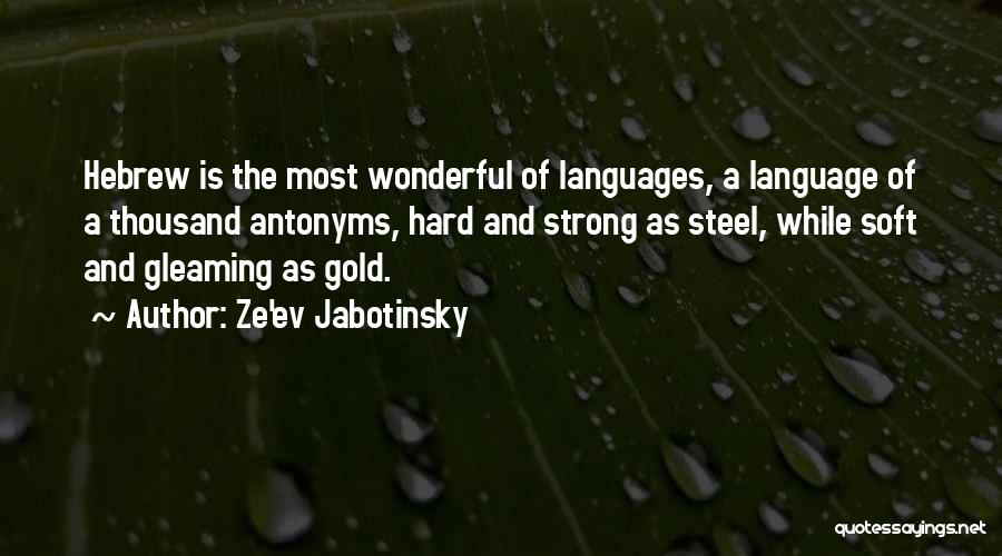 Ze'ev Jabotinsky Quotes: Hebrew Is The Most Wonderful Of Languages, A Language Of A Thousand Antonyms, Hard And Strong As Steel, While Soft