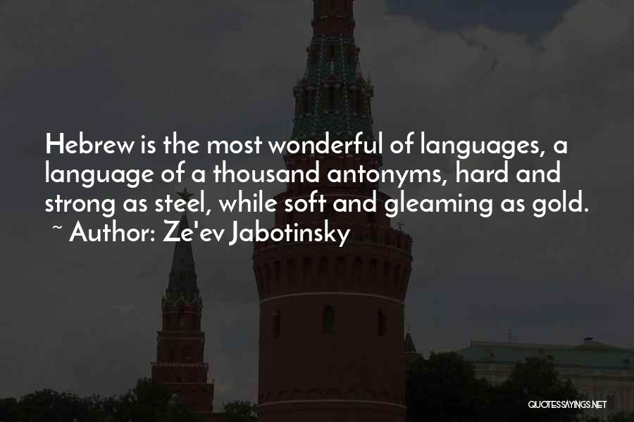Ze'ev Jabotinsky Quotes: Hebrew Is The Most Wonderful Of Languages, A Language Of A Thousand Antonyms, Hard And Strong As Steel, While Soft