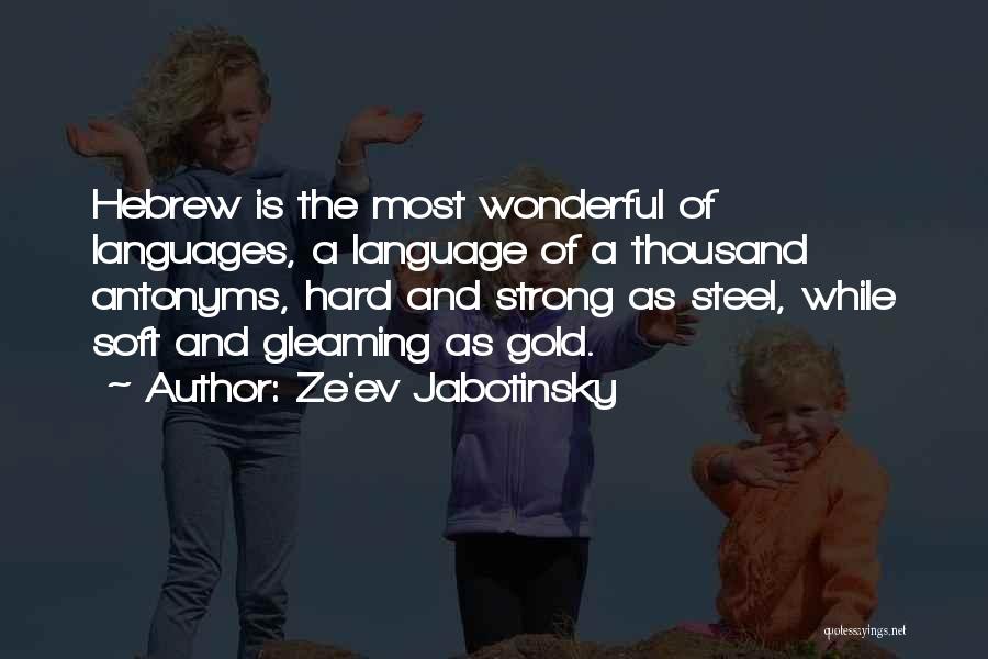 Ze'ev Jabotinsky Quotes: Hebrew Is The Most Wonderful Of Languages, A Language Of A Thousand Antonyms, Hard And Strong As Steel, While Soft