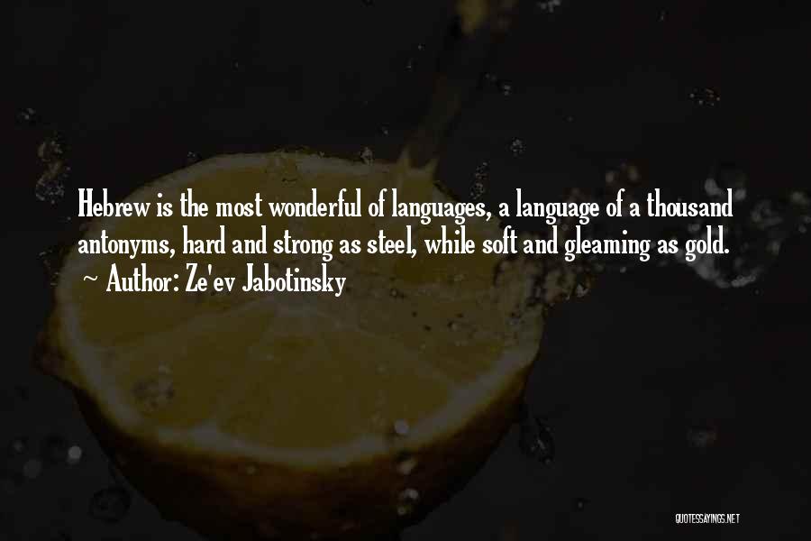 Ze'ev Jabotinsky Quotes: Hebrew Is The Most Wonderful Of Languages, A Language Of A Thousand Antonyms, Hard And Strong As Steel, While Soft