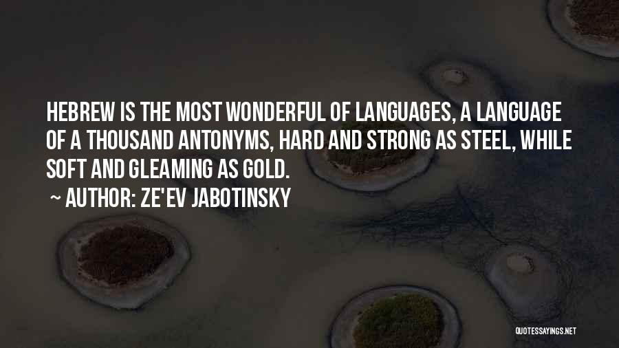 Ze'ev Jabotinsky Quotes: Hebrew Is The Most Wonderful Of Languages, A Language Of A Thousand Antonyms, Hard And Strong As Steel, While Soft