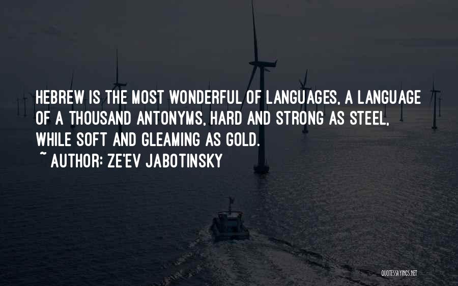 Ze'ev Jabotinsky Quotes: Hebrew Is The Most Wonderful Of Languages, A Language Of A Thousand Antonyms, Hard And Strong As Steel, While Soft