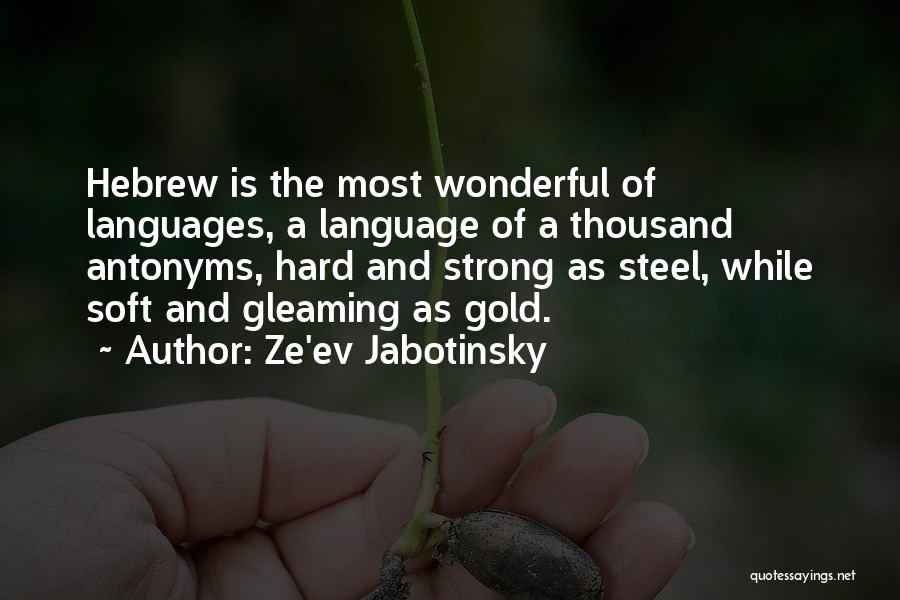 Ze'ev Jabotinsky Quotes: Hebrew Is The Most Wonderful Of Languages, A Language Of A Thousand Antonyms, Hard And Strong As Steel, While Soft