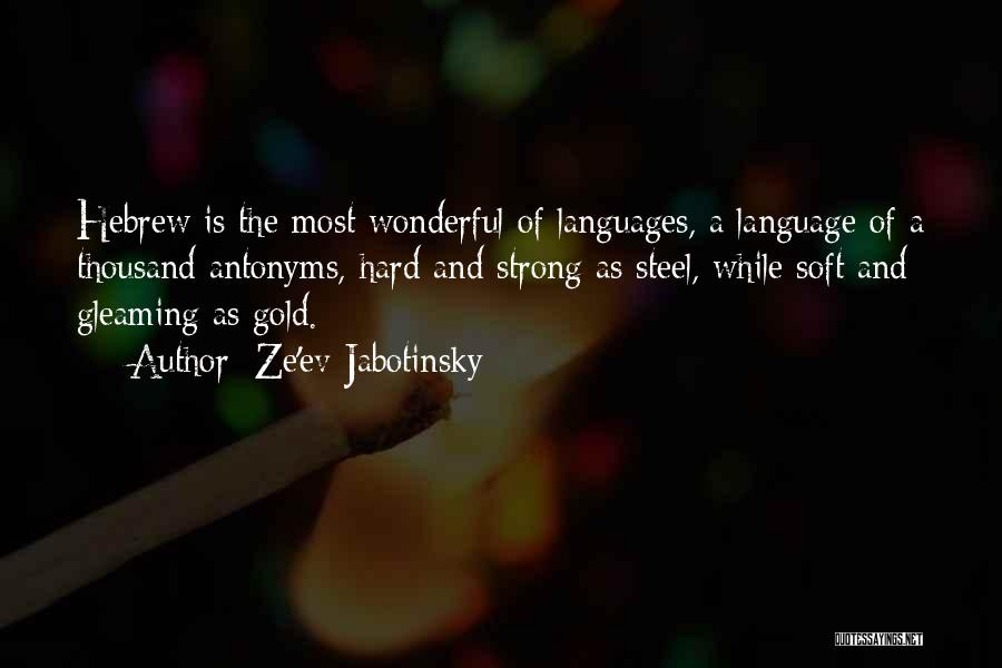 Ze'ev Jabotinsky Quotes: Hebrew Is The Most Wonderful Of Languages, A Language Of A Thousand Antonyms, Hard And Strong As Steel, While Soft
