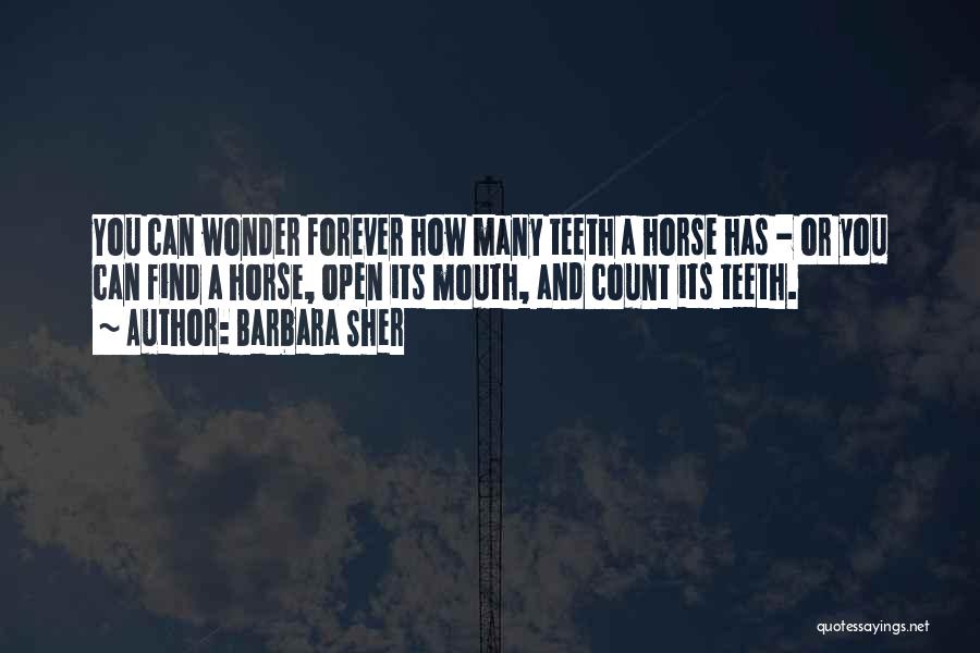 Barbara Sher Quotes: You Can Wonder Forever How Many Teeth A Horse Has - Or You Can Find A Horse, Open Its Mouth,
