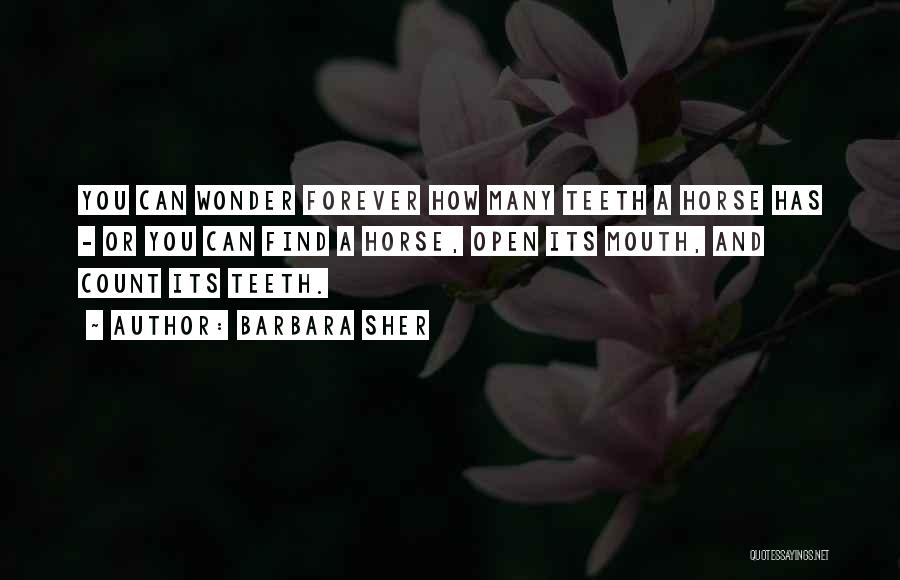 Barbara Sher Quotes: You Can Wonder Forever How Many Teeth A Horse Has - Or You Can Find A Horse, Open Its Mouth,