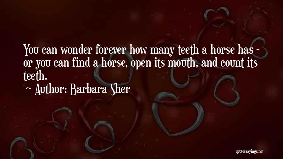 Barbara Sher Quotes: You Can Wonder Forever How Many Teeth A Horse Has - Or You Can Find A Horse, Open Its Mouth,