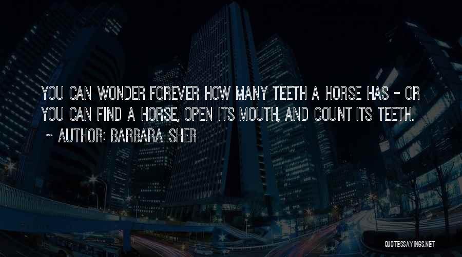 Barbara Sher Quotes: You Can Wonder Forever How Many Teeth A Horse Has - Or You Can Find A Horse, Open Its Mouth,