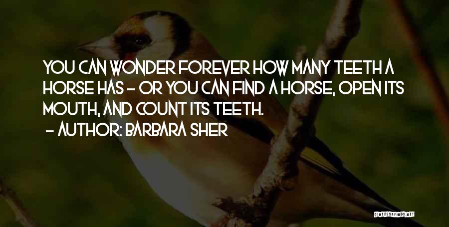 Barbara Sher Quotes: You Can Wonder Forever How Many Teeth A Horse Has - Or You Can Find A Horse, Open Its Mouth,