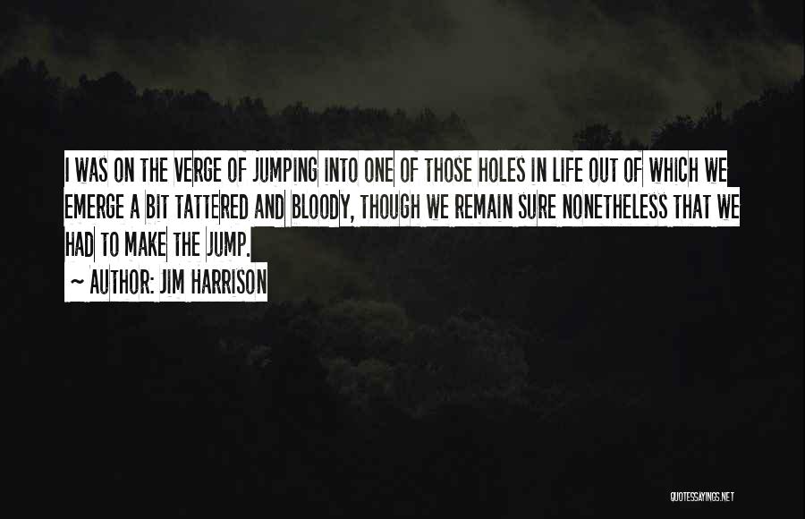Jim Harrison Quotes: I Was On The Verge Of Jumping Into One Of Those Holes In Life Out Of Which We Emerge A