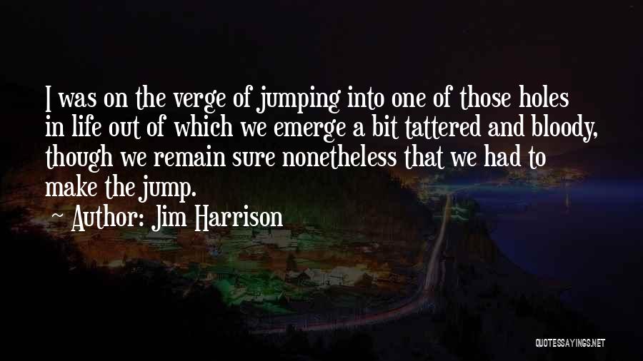 Jim Harrison Quotes: I Was On The Verge Of Jumping Into One Of Those Holes In Life Out Of Which We Emerge A