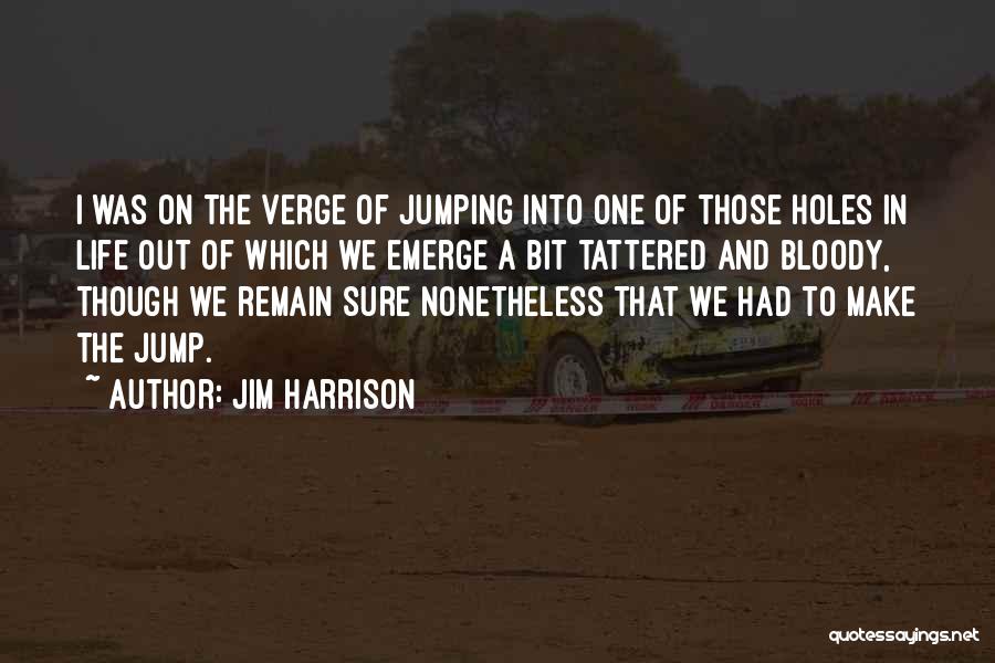 Jim Harrison Quotes: I Was On The Verge Of Jumping Into One Of Those Holes In Life Out Of Which We Emerge A