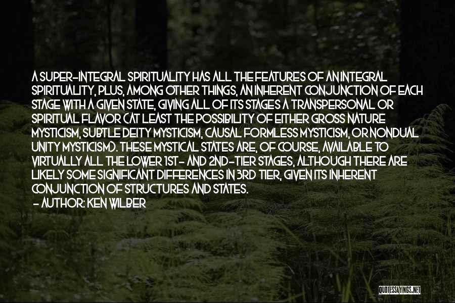 Ken Wilber Quotes: A Super-integral Spirituality Has All The Features Of An Integral Spirituality, Plus, Among Other Things, An Inherent Conjunction Of Each