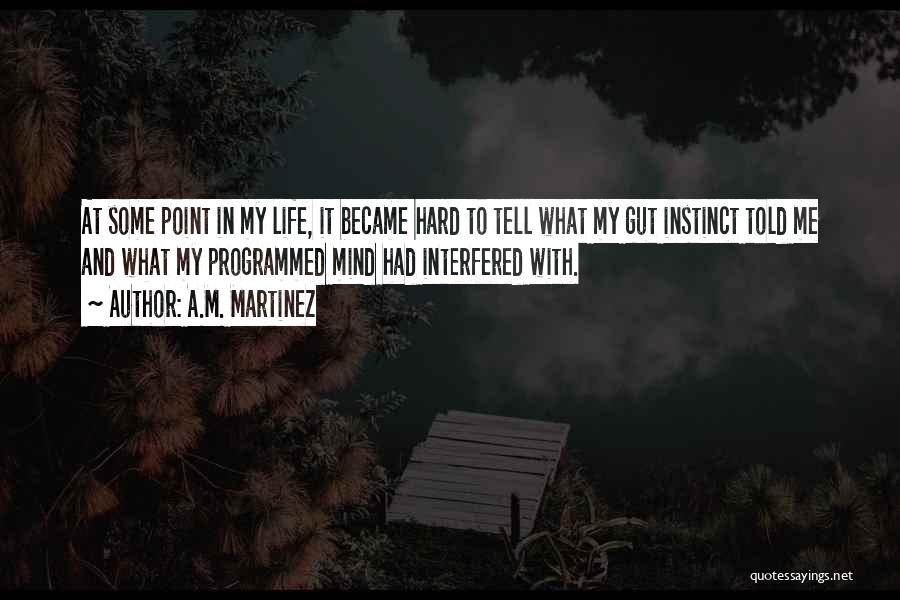 A.M. Martinez Quotes: At Some Point In My Life, It Became Hard To Tell What My Gut Instinct Told Me And What My