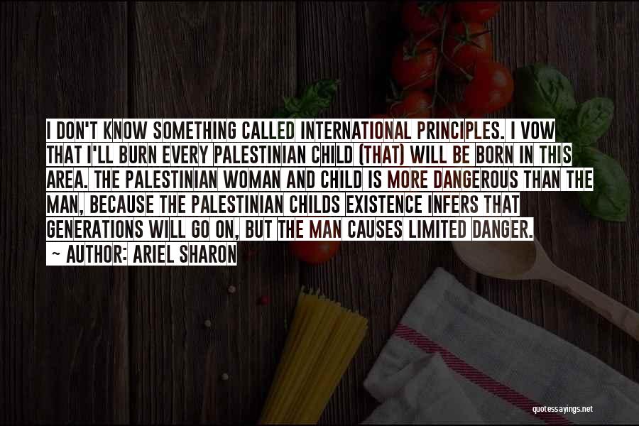 Ariel Sharon Quotes: I Don't Know Something Called International Principles. I Vow That I'll Burn Every Palestinian Child (that) Will Be Born In