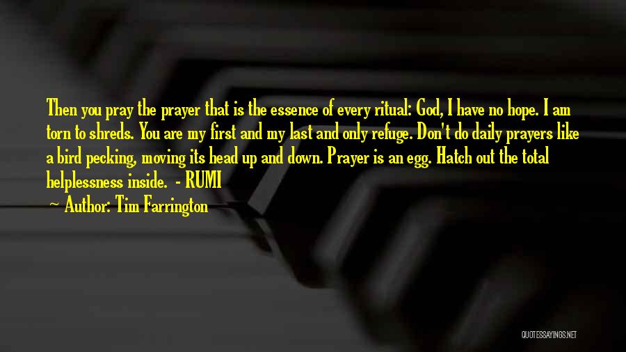 Tim Farrington Quotes: Then You Pray The Prayer That Is The Essence Of Every Ritual: God, I Have No Hope. I Am Torn