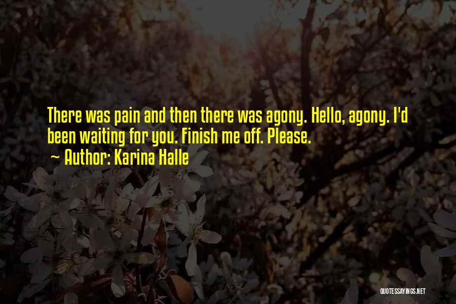 Karina Halle Quotes: There Was Pain And Then There Was Agony. Hello, Agony. I'd Been Waiting For You. Finish Me Off. Please.