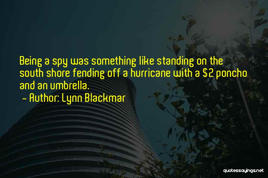 Lynn Blackmar Quotes: Being A Spy Was Something Like Standing On The South Shore Fending Off A Hurricane With A $2 Poncho And