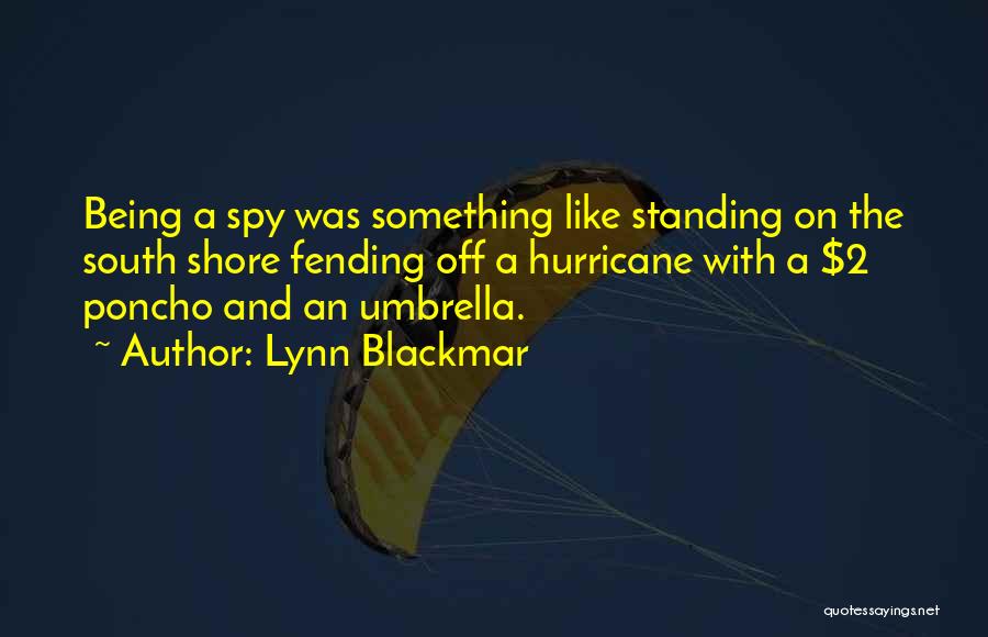 Lynn Blackmar Quotes: Being A Spy Was Something Like Standing On The South Shore Fending Off A Hurricane With A $2 Poncho And