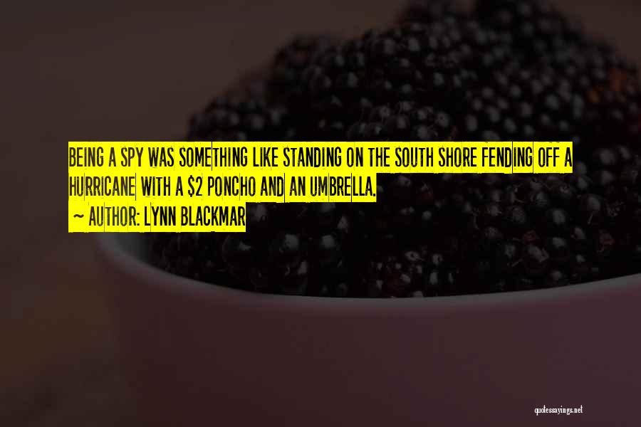 Lynn Blackmar Quotes: Being A Spy Was Something Like Standing On The South Shore Fending Off A Hurricane With A $2 Poncho And