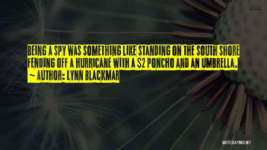 Lynn Blackmar Quotes: Being A Spy Was Something Like Standing On The South Shore Fending Off A Hurricane With A $2 Poncho And