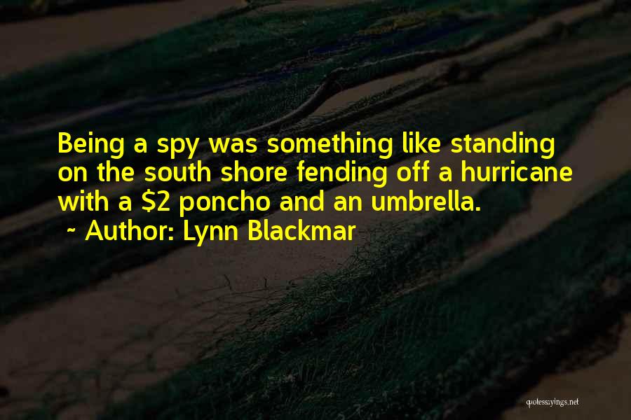 Lynn Blackmar Quotes: Being A Spy Was Something Like Standing On The South Shore Fending Off A Hurricane With A $2 Poncho And