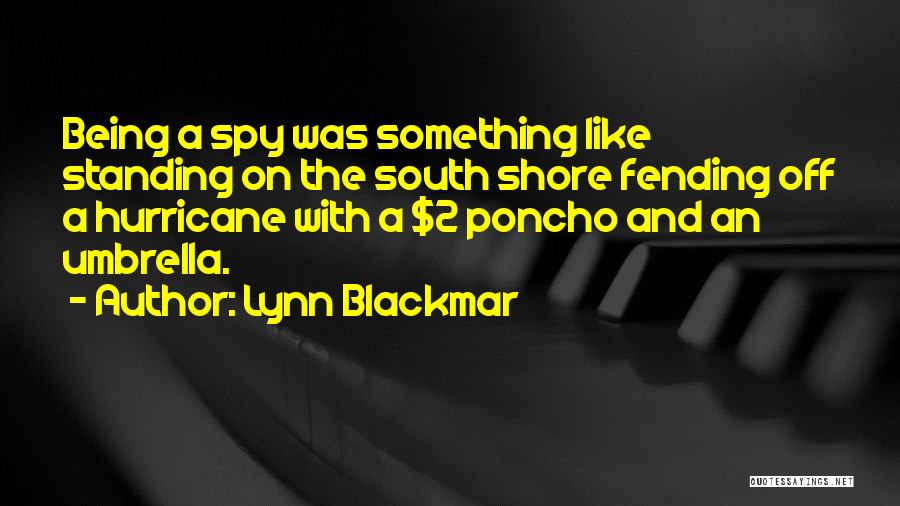 Lynn Blackmar Quotes: Being A Spy Was Something Like Standing On The South Shore Fending Off A Hurricane With A $2 Poncho And