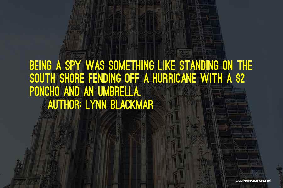 Lynn Blackmar Quotes: Being A Spy Was Something Like Standing On The South Shore Fending Off A Hurricane With A $2 Poncho And