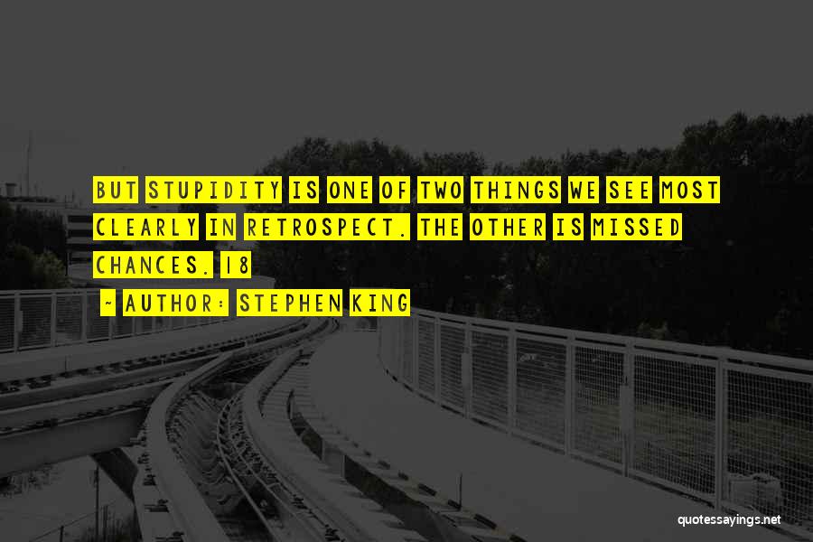 Stephen King Quotes: But Stupidity Is One Of Two Things We See Most Clearly In Retrospect. The Other Is Missed Chances. 18