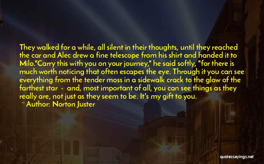 Norton Juster Quotes: They Walked For A While, All Silent In Their Thoughts, Until They Reached The Car And Alec Drew A Fine