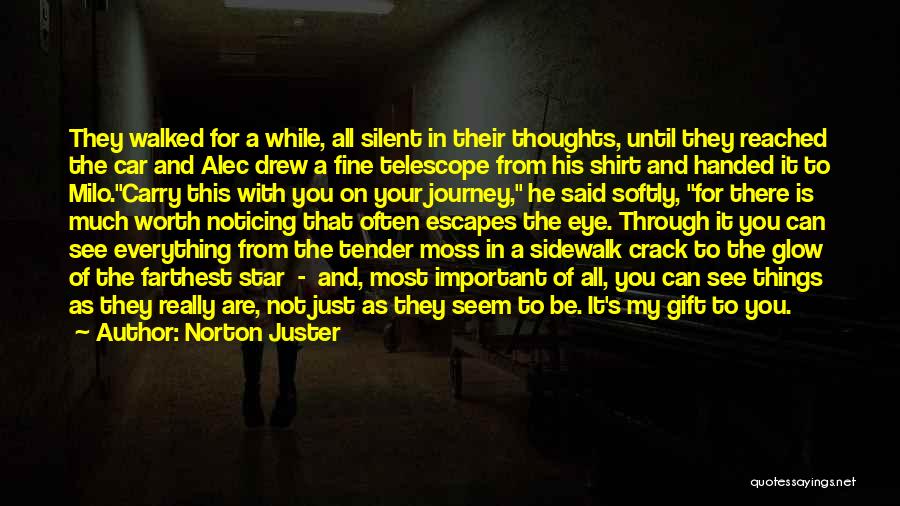 Norton Juster Quotes: They Walked For A While, All Silent In Their Thoughts, Until They Reached The Car And Alec Drew A Fine