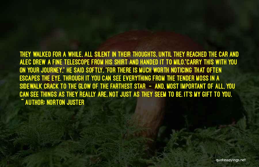 Norton Juster Quotes: They Walked For A While, All Silent In Their Thoughts, Until They Reached The Car And Alec Drew A Fine