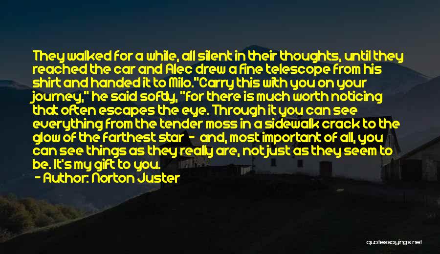 Norton Juster Quotes: They Walked For A While, All Silent In Their Thoughts, Until They Reached The Car And Alec Drew A Fine