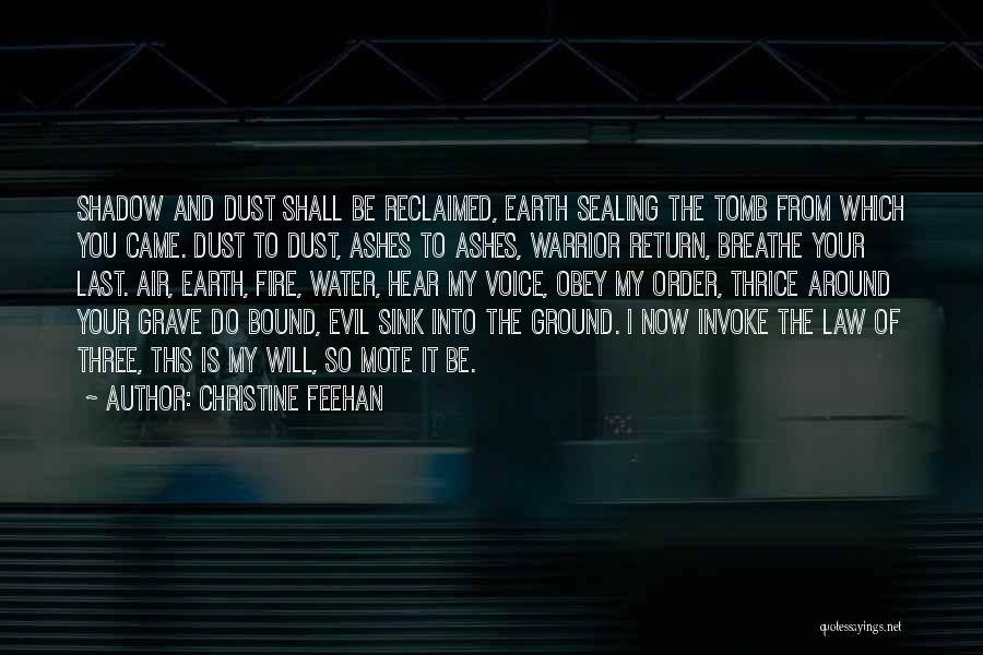 Christine Feehan Quotes: Shadow And Dust Shall Be Reclaimed, Earth Sealing The Tomb From Which You Came. Dust To Dust, Ashes To Ashes,