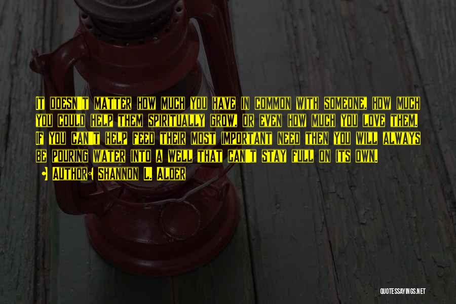 Shannon L. Alder Quotes: It Doesn't Matter How Much You Have In Common With Someone, How Much You Could Help Them Spiritually Grow, Or