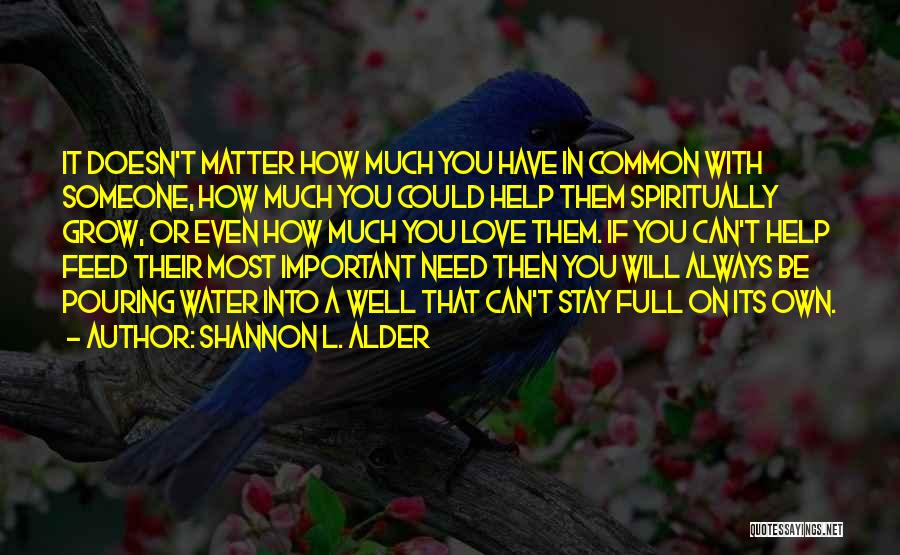 Shannon L. Alder Quotes: It Doesn't Matter How Much You Have In Common With Someone, How Much You Could Help Them Spiritually Grow, Or