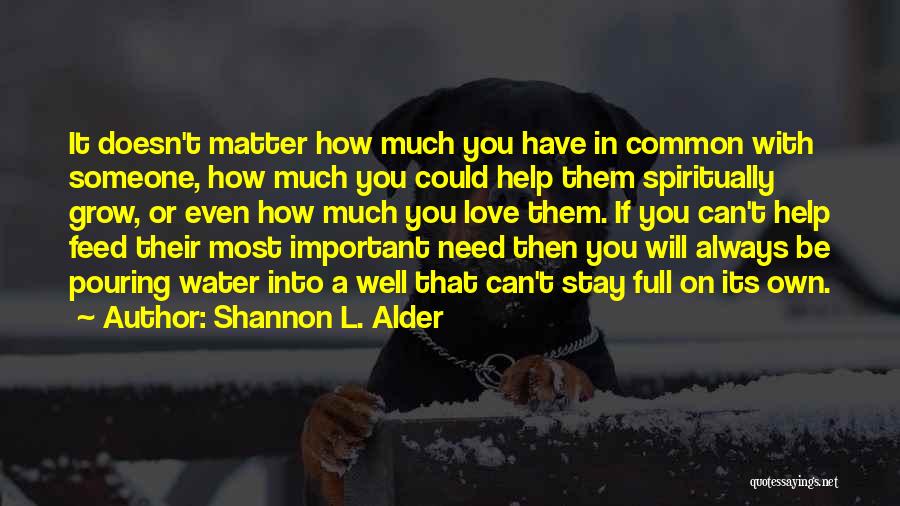 Shannon L. Alder Quotes: It Doesn't Matter How Much You Have In Common With Someone, How Much You Could Help Them Spiritually Grow, Or