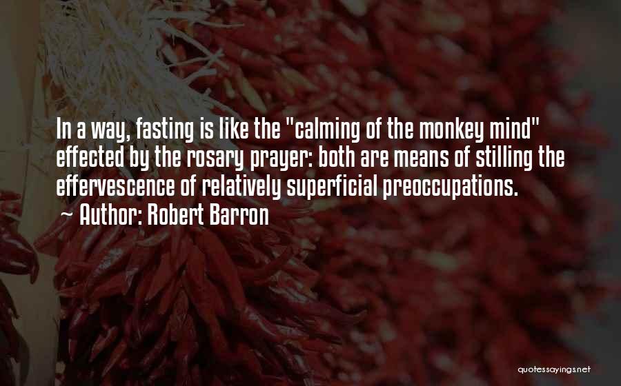 Robert Barron Quotes: In A Way, Fasting Is Like The Calming Of The Monkey Mind Effected By The Rosary Prayer: Both Are Means