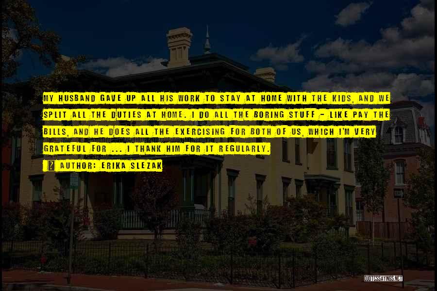 Erika Slezak Quotes: My Husband Gave Up All His Work To Stay At Home With The Kids, And We Split All The Duties