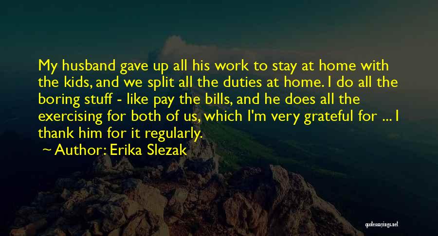 Erika Slezak Quotes: My Husband Gave Up All His Work To Stay At Home With The Kids, And We Split All The Duties