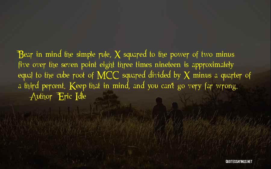 Eric Idle Quotes: Bear In Mind The Simple Rule, X Squared To The Power Of Two Minus Five Over The Seven Point Eight