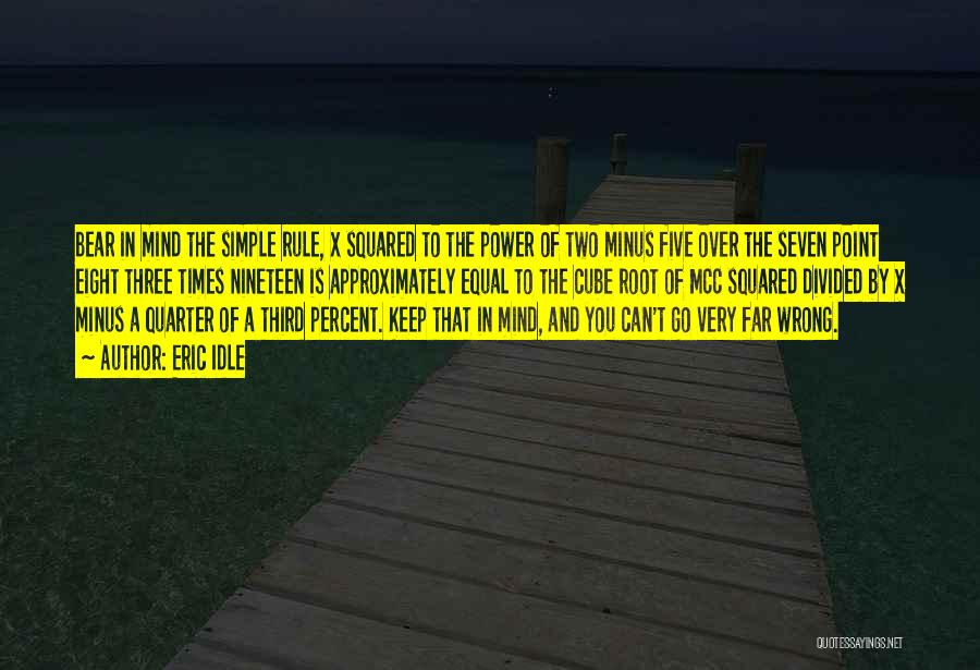 Eric Idle Quotes: Bear In Mind The Simple Rule, X Squared To The Power Of Two Minus Five Over The Seven Point Eight