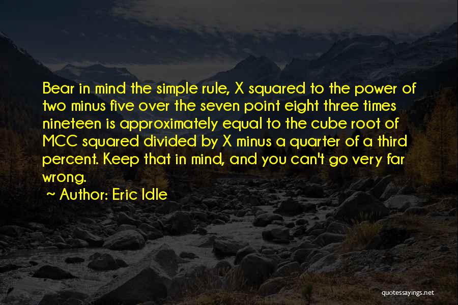 Eric Idle Quotes: Bear In Mind The Simple Rule, X Squared To The Power Of Two Minus Five Over The Seven Point Eight