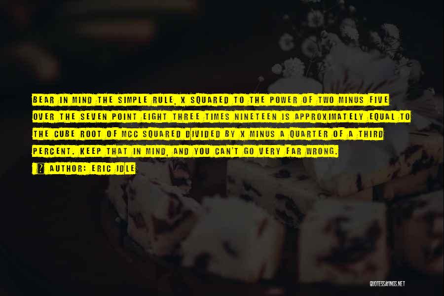 Eric Idle Quotes: Bear In Mind The Simple Rule, X Squared To The Power Of Two Minus Five Over The Seven Point Eight